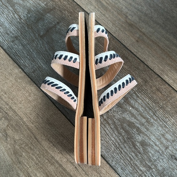 Jack Rogers Amelia Sandals White Tan Navy Peach Pink Women’s 8M Three Strap Flat - Picture 10 of 10